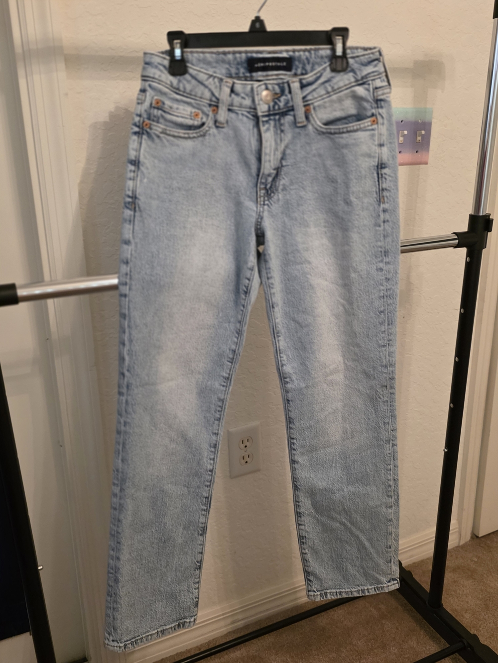 Aeropostale Mid Rise Ankle Straight Jeans Women's Size 0 Regular Light Wash